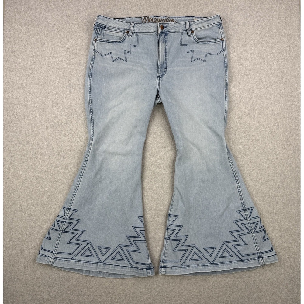 Wrangler Jeans Womens 35x30 (Fits 35x27) Blue Trumpet Flare‎ Bell Bottom Western